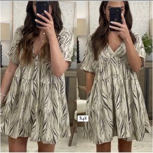 Talulah Zebra Print V neck Shift Dress Size L